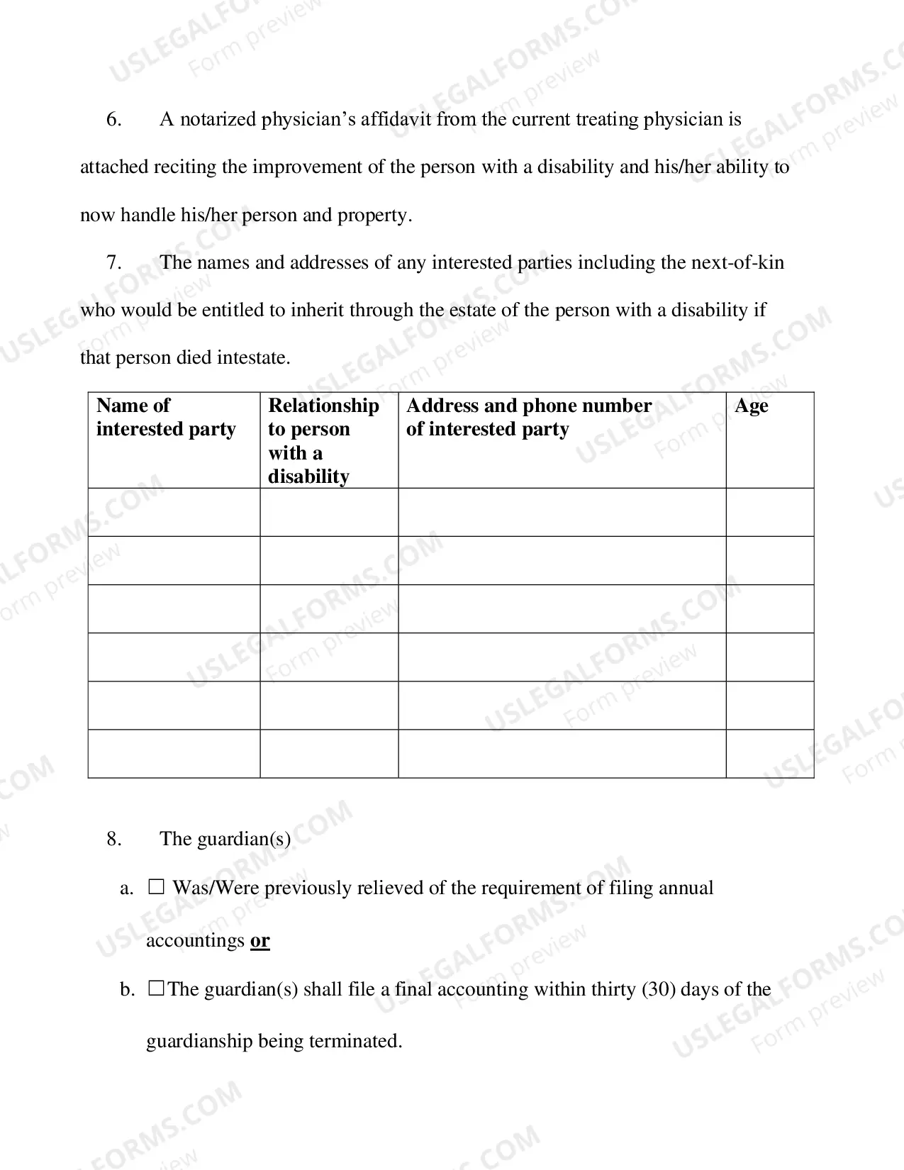 Preview Petition to Terminate Guardianship Due to Recovery