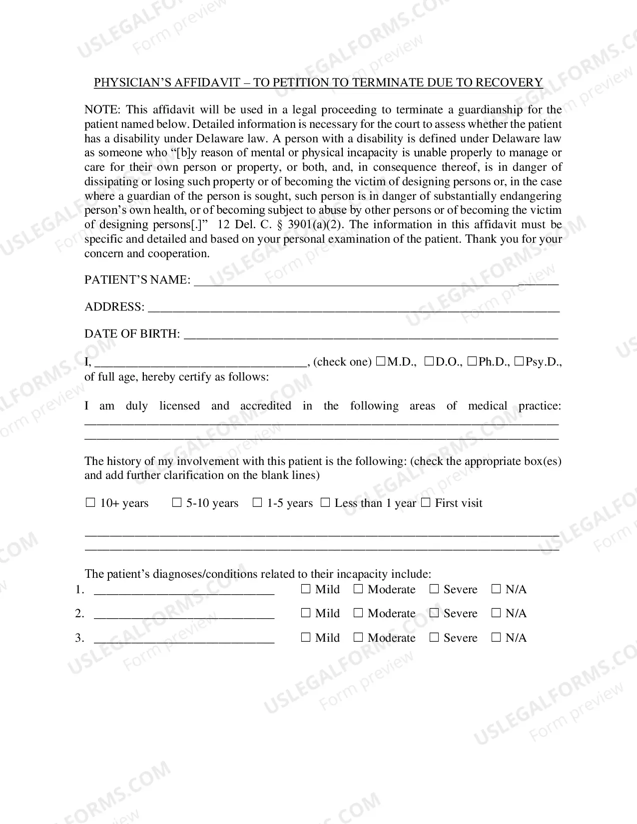 Preview Petition to Terminate Guardianship Due to Recovery