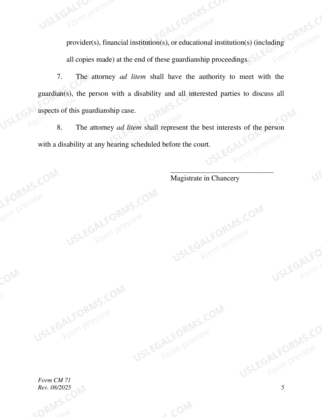Preview Order to Appoint Attorney Ad Litem for Petition to Terminate Due to Recovery