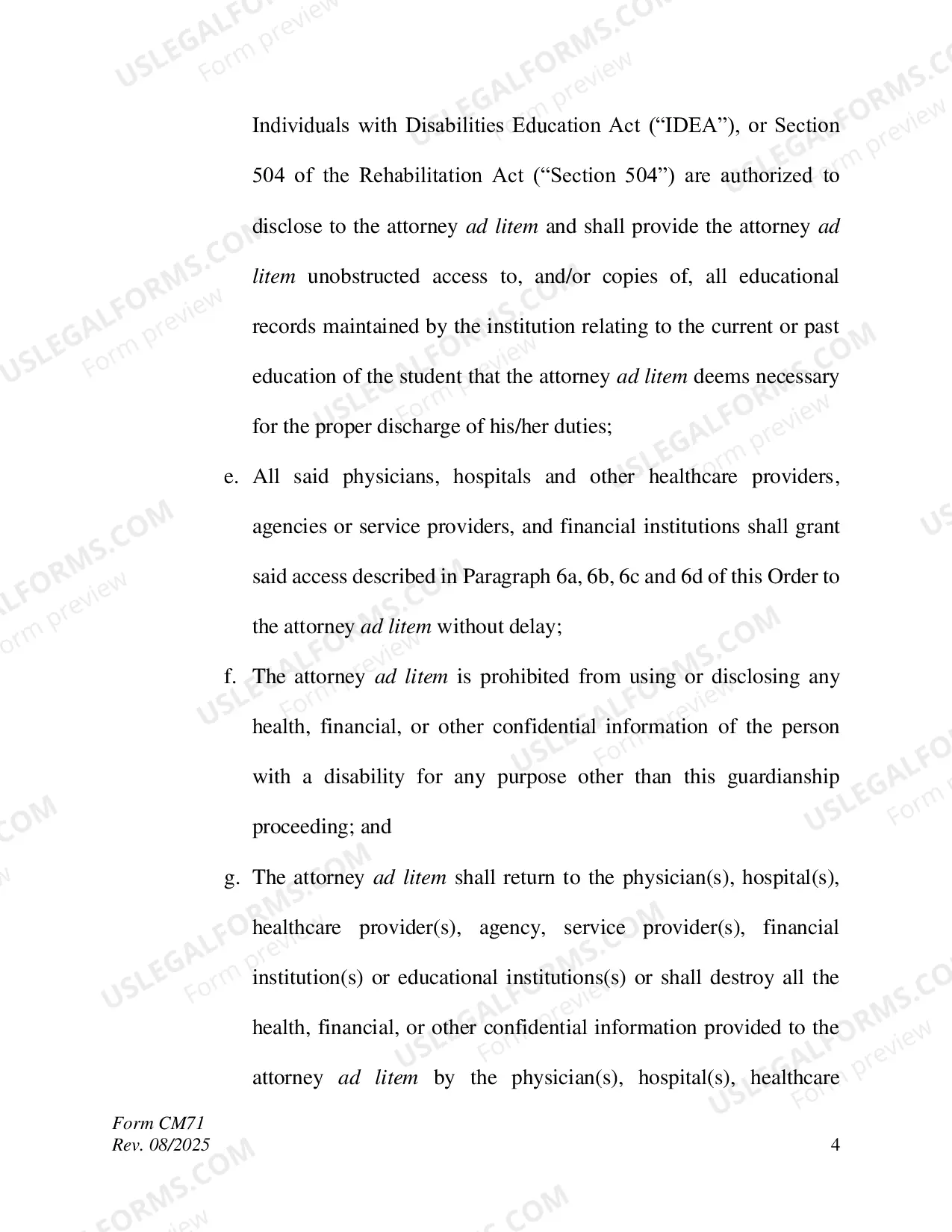 Preview Order to Appoint Attorney Ad Litem for Petition to Terminate Guardianship for Substitute Decision Making
