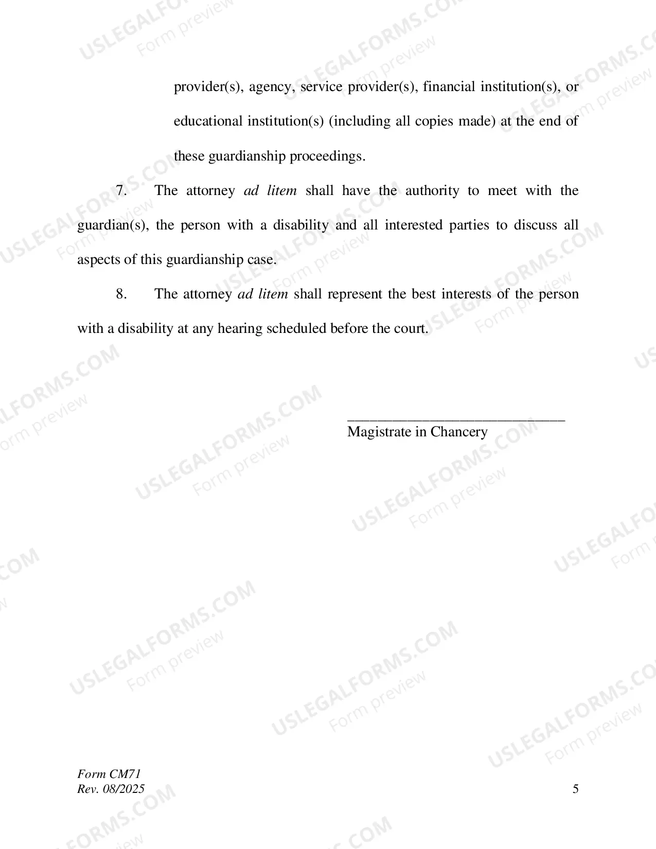 Preview Order to Appoint Attorney Ad Litem for Petition to Terminate Guardianship for Substitute Decision Making