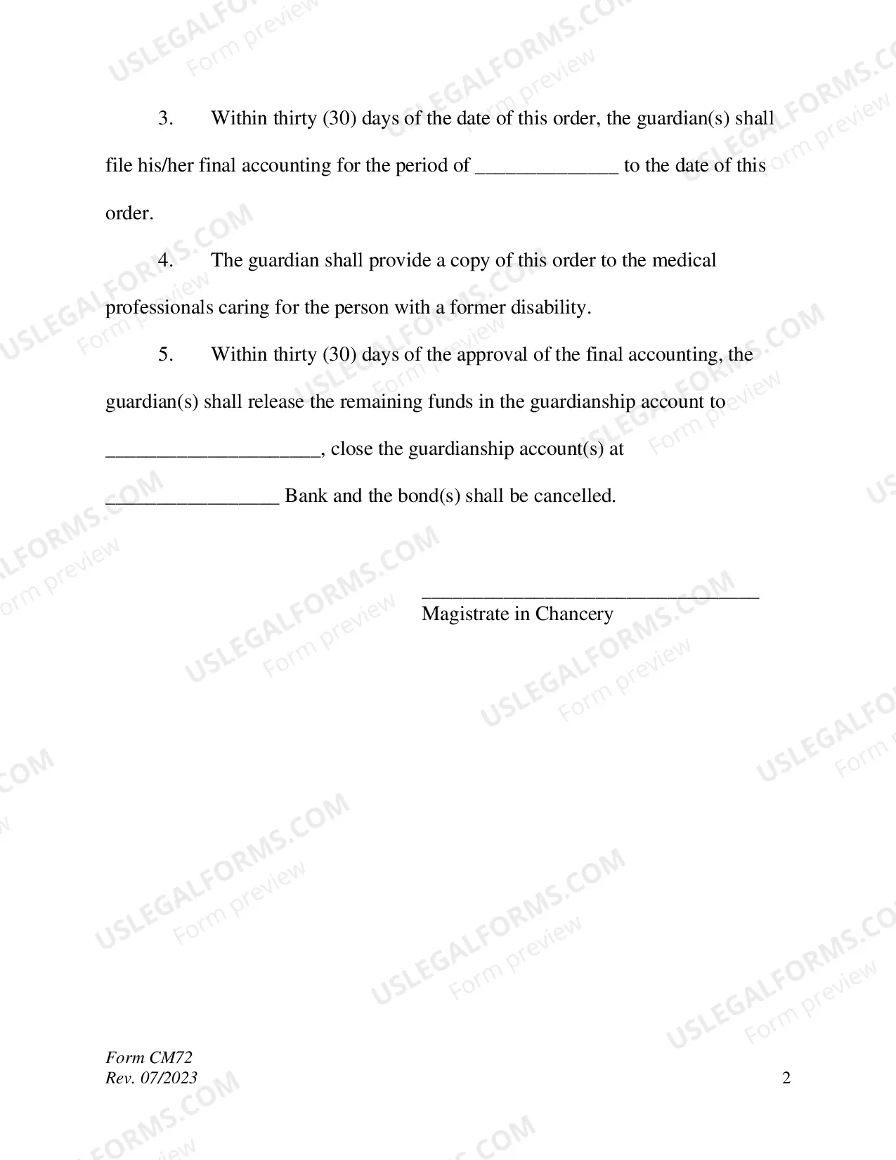 Preview Order to Terminate Due to Recovery - Final Accounting Due