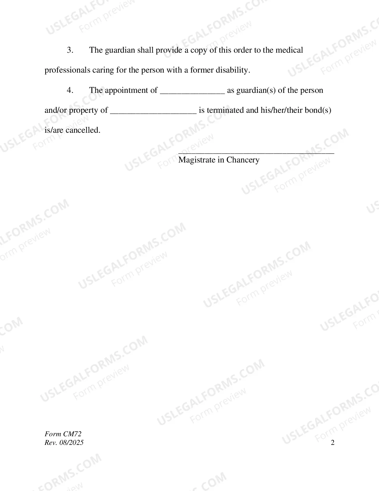 Preview Order to Terminate Due to Recovery - Accountings Waived