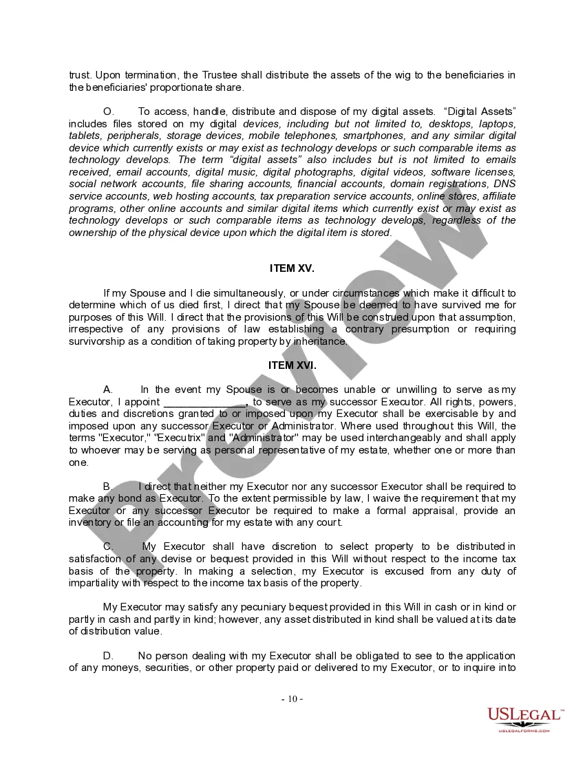 Preview Complex Will with Credit Shelter Marital Trust for Large Estates