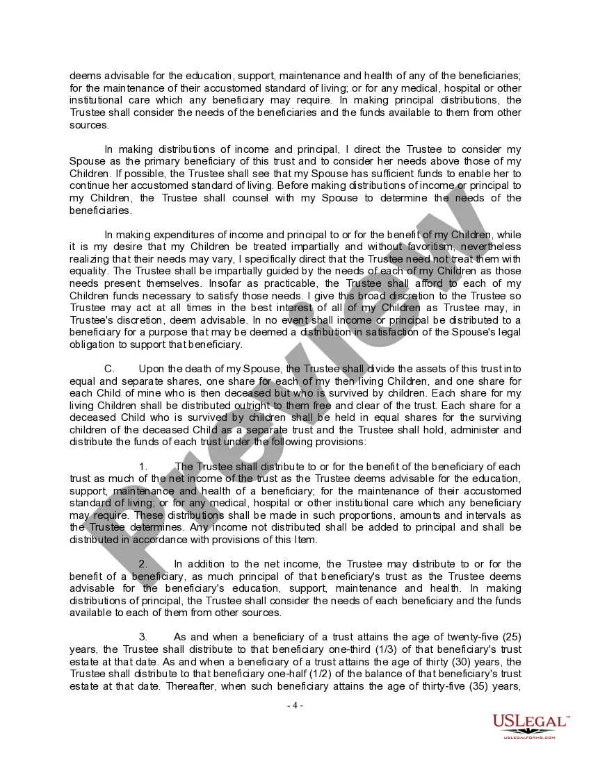 Preview Complex Will with Credit Shelter Marital Trust for Large Estates