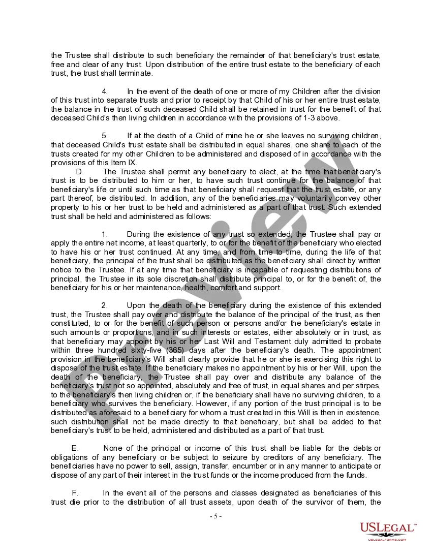 Preview Complex Will with Credit Shelter Marital Trust for Large Estates