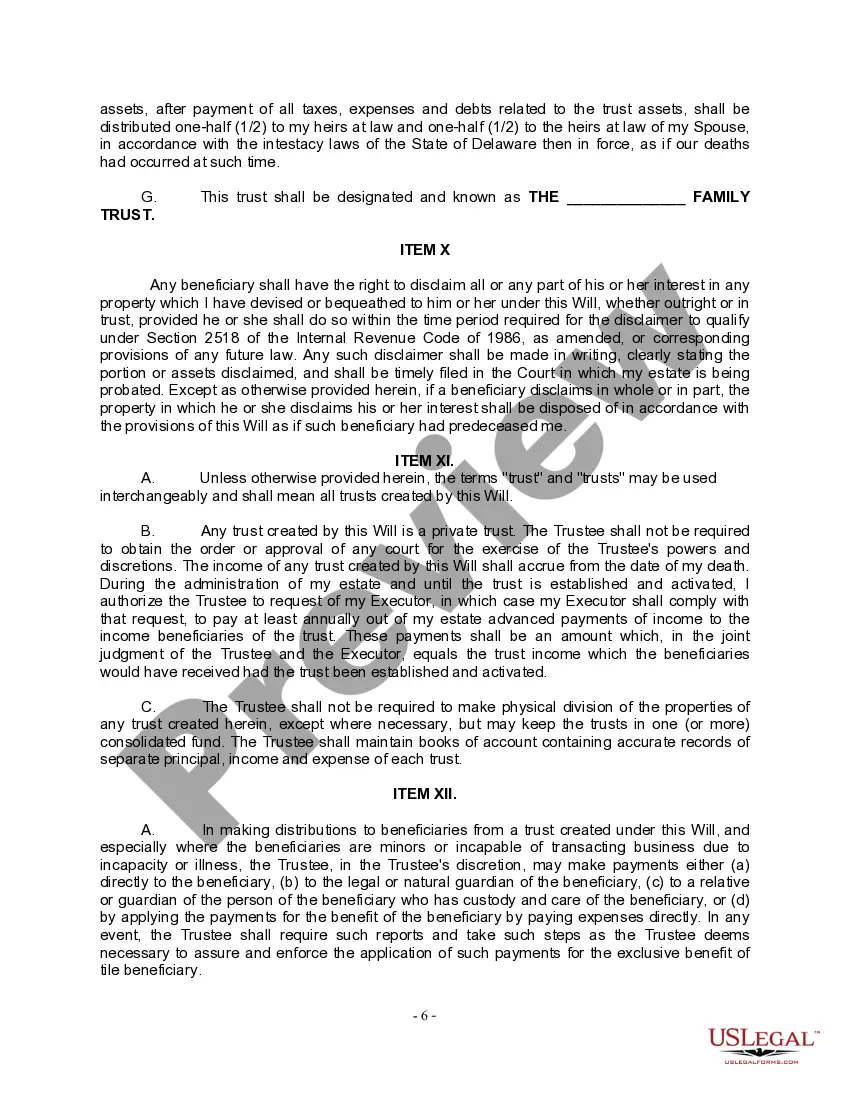 Preview Complex Will with Credit Shelter Marital Trust for Large Estates
