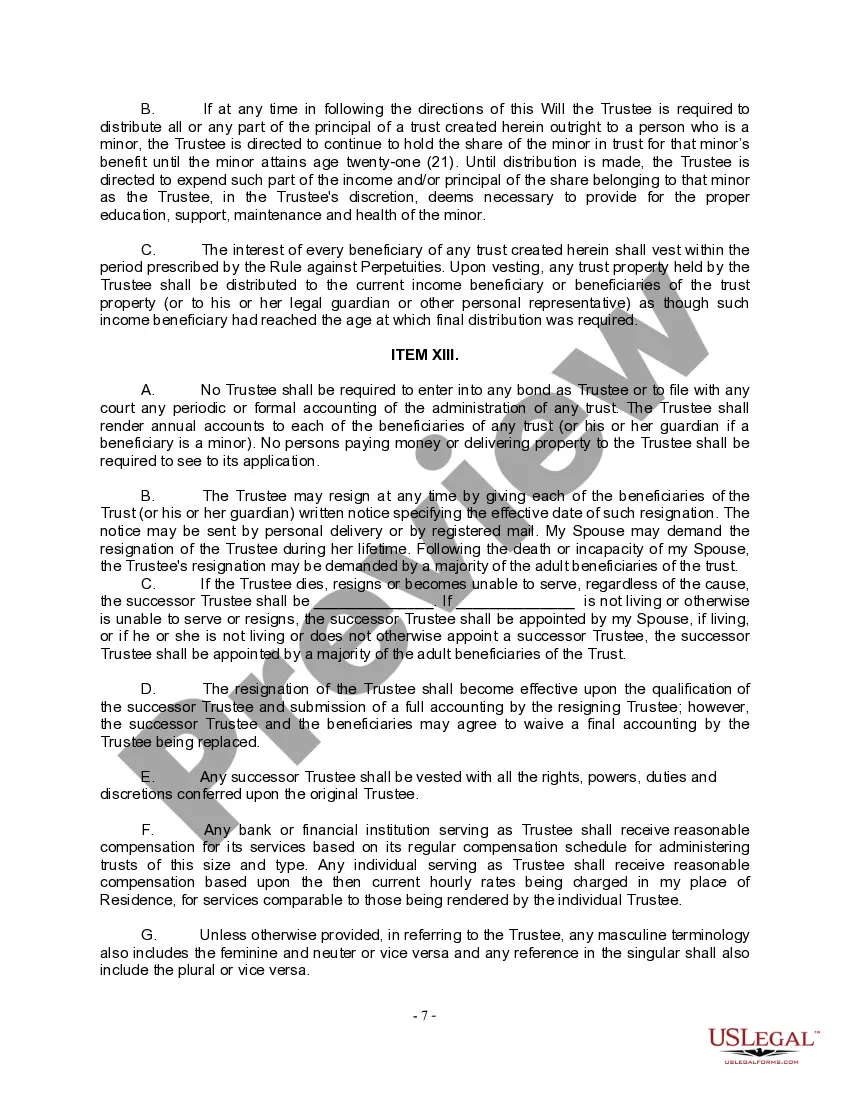 Preview Complex Will with Credit Shelter Marital Trust for Large Estates