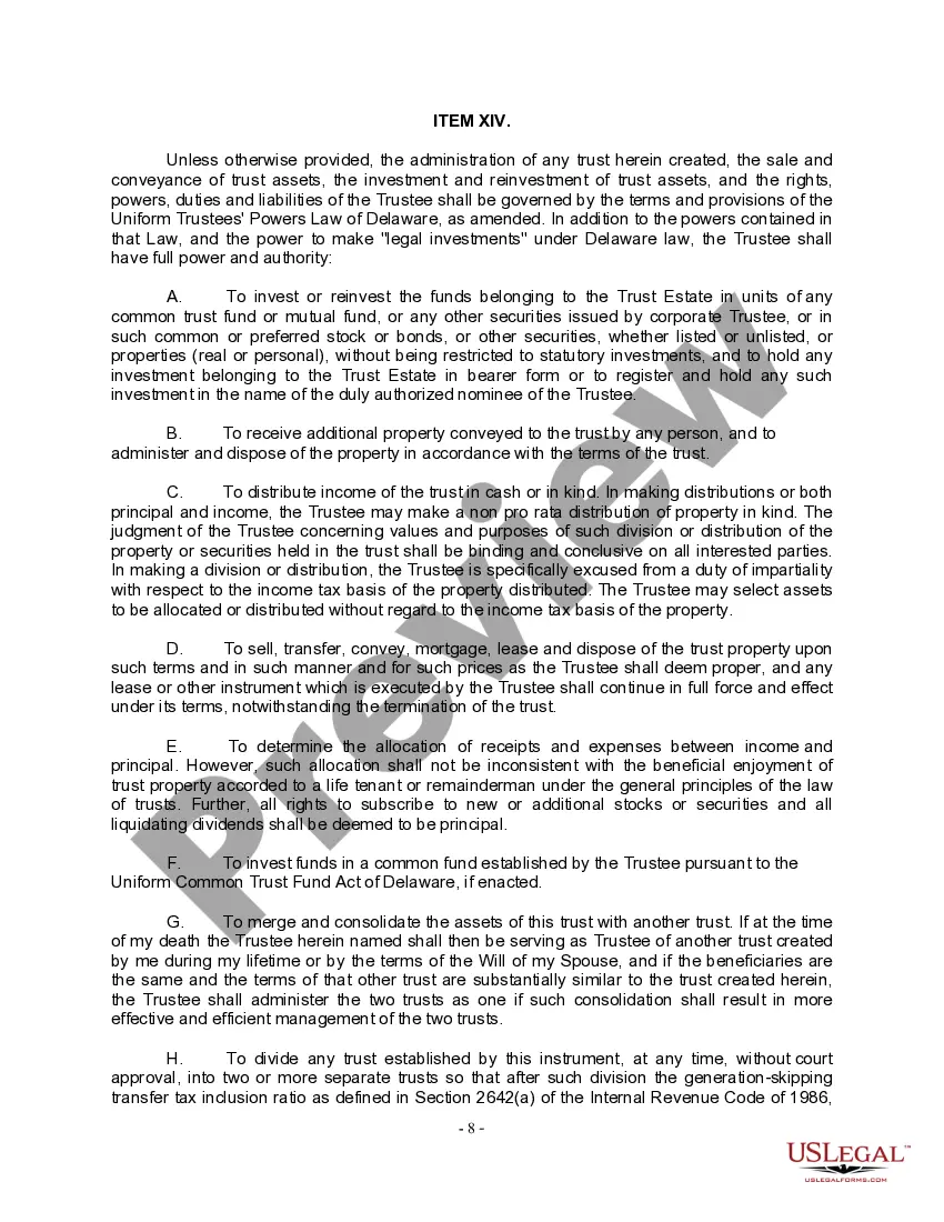 Preview Complex Will with Credit Shelter Marital Trust for Large Estates