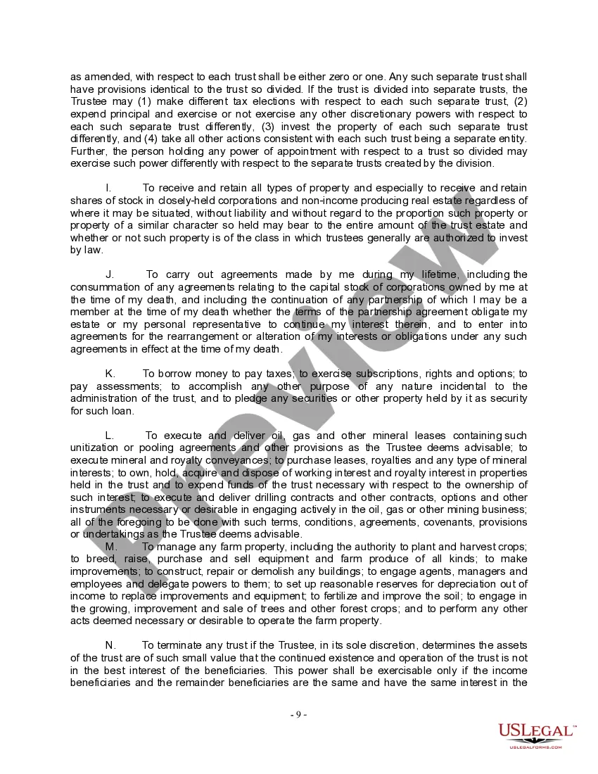 Preview Complex Will with Credit Shelter Marital Trust for Large Estates