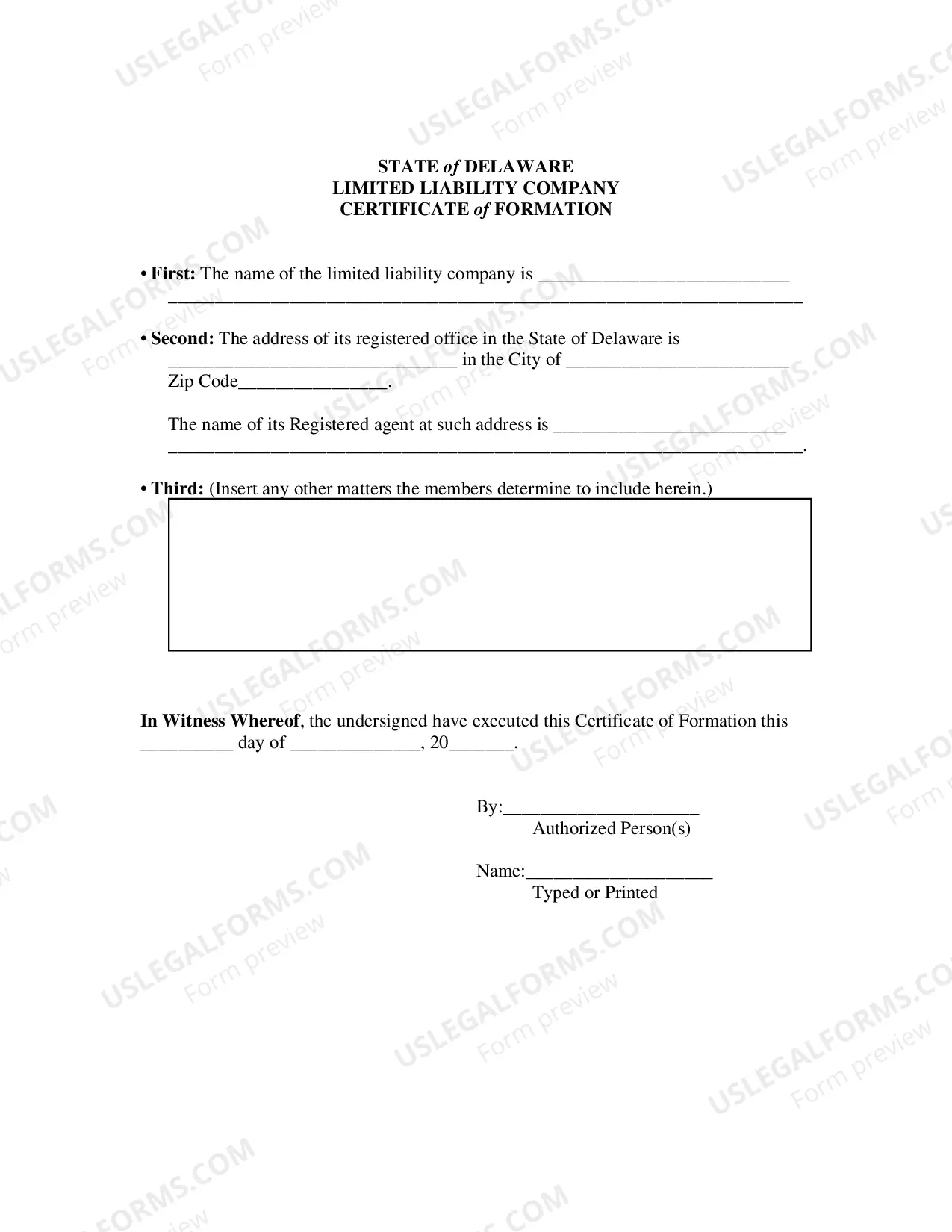 Preview Certificate of Conversion From Corporation To Limited Liability Company