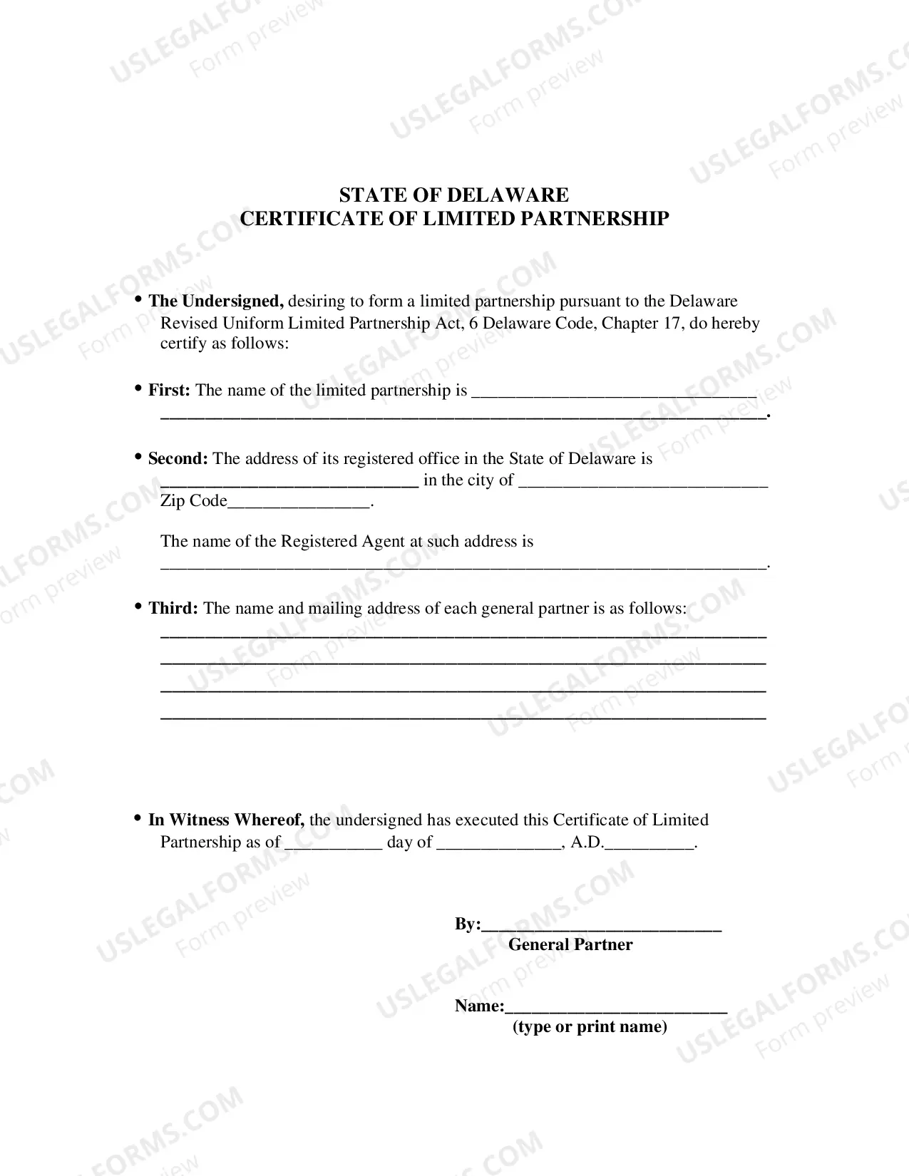 Preview Certificate of Conversion From A Non-Delaware Limited partnership To A Delaware Limited Partnership