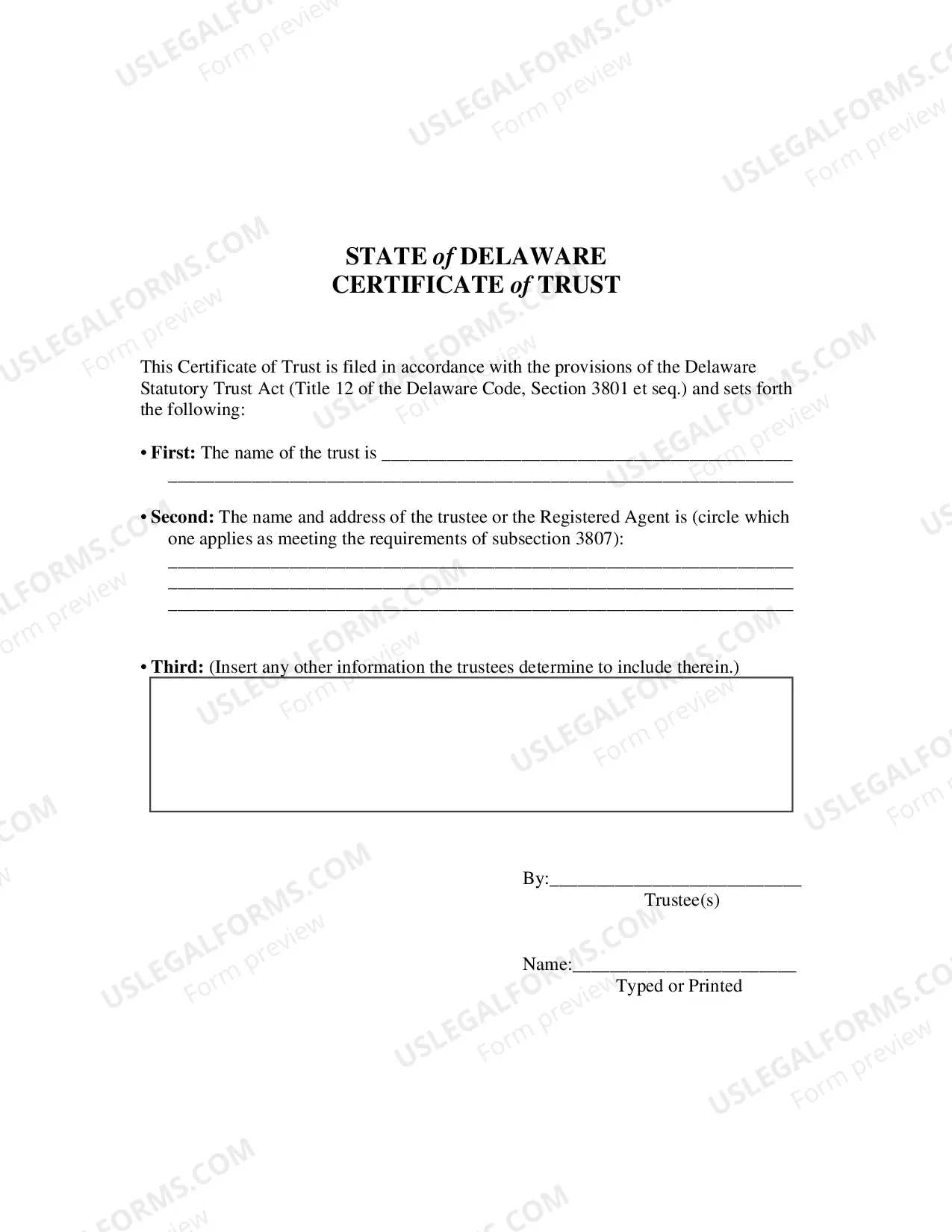 Preview Certificate of Conversion From Limited Liability Company To Statutory Trust