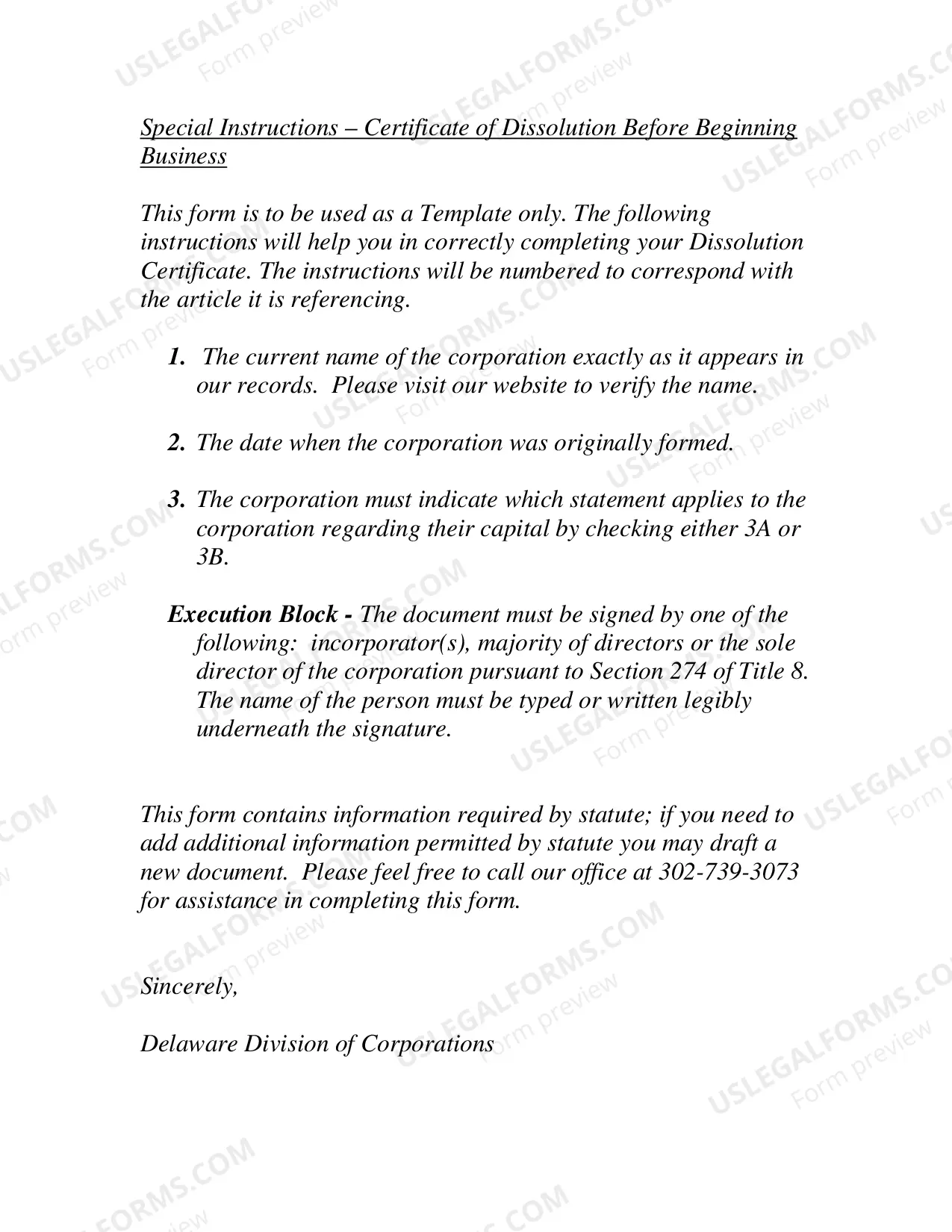 Preview Dissolution - Section 276b - before beginning of business