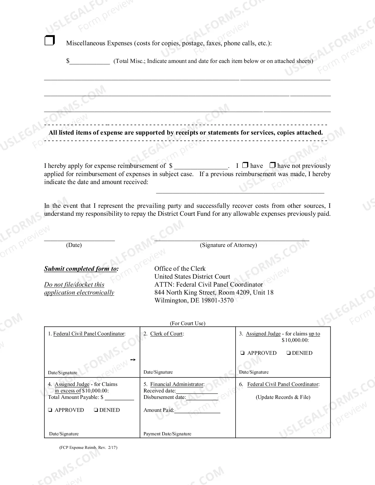 Preview Federal Civil Panel (Application)