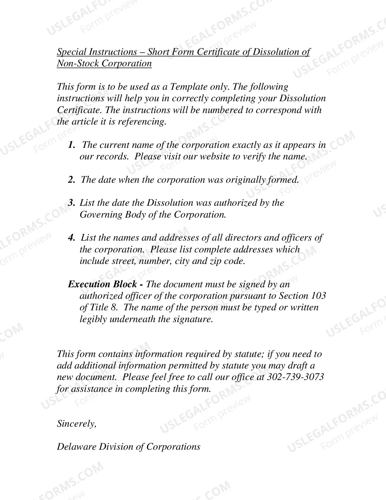 Preview Short Form Certificate of Dissolution (Non Stock Corporation)