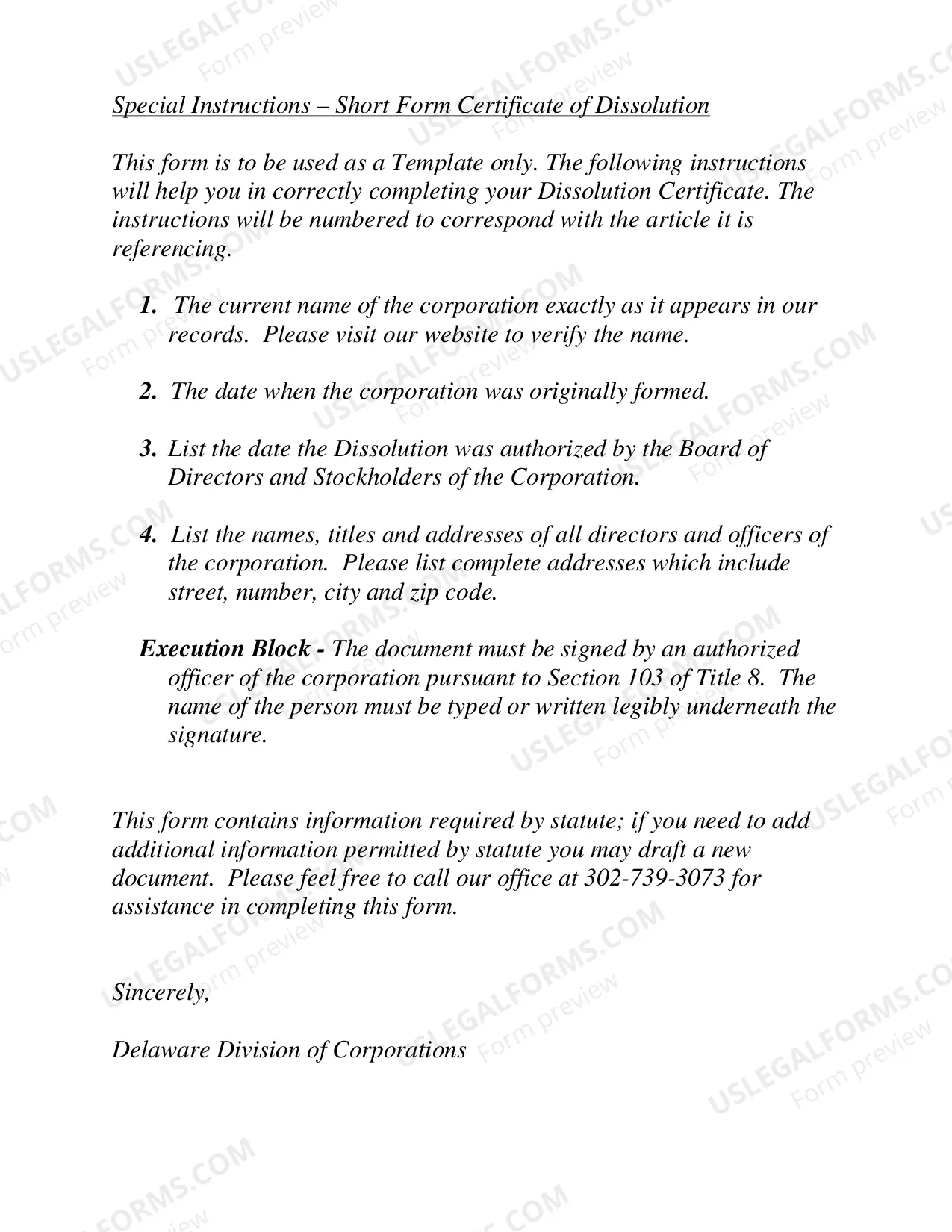 Preview Short Form Certificate of Dissolution (Stock Corporation)