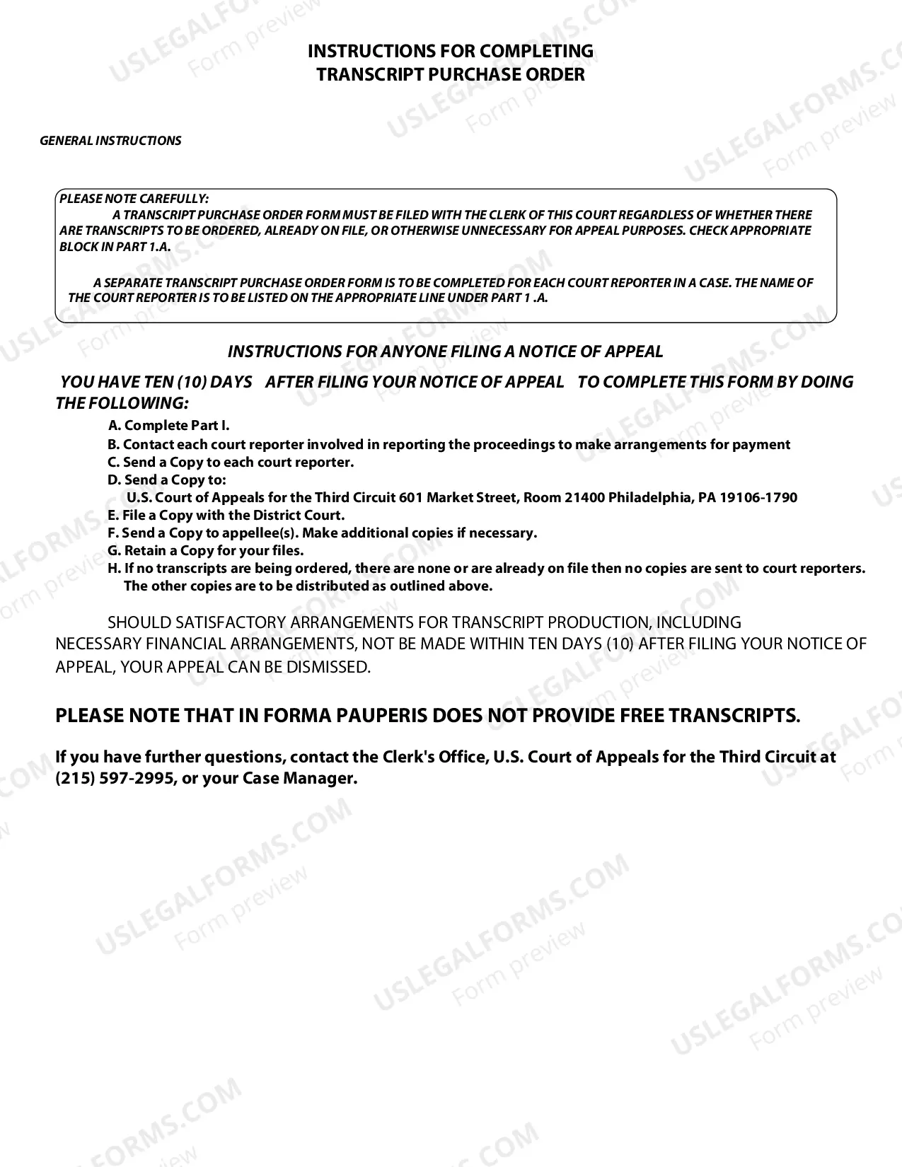 Preview Transcript Purchase Order for the Third Circuit Court of Appeals