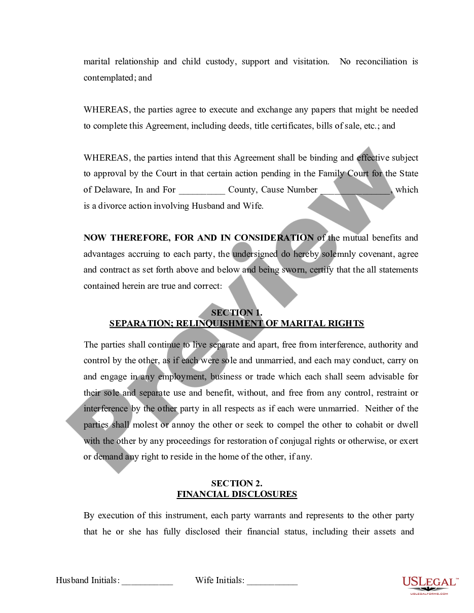 page 2 Marital Legal Separation and Property Settlement Agreement Minor Children no Joint Property or Debts where Divorce Action Filed preview