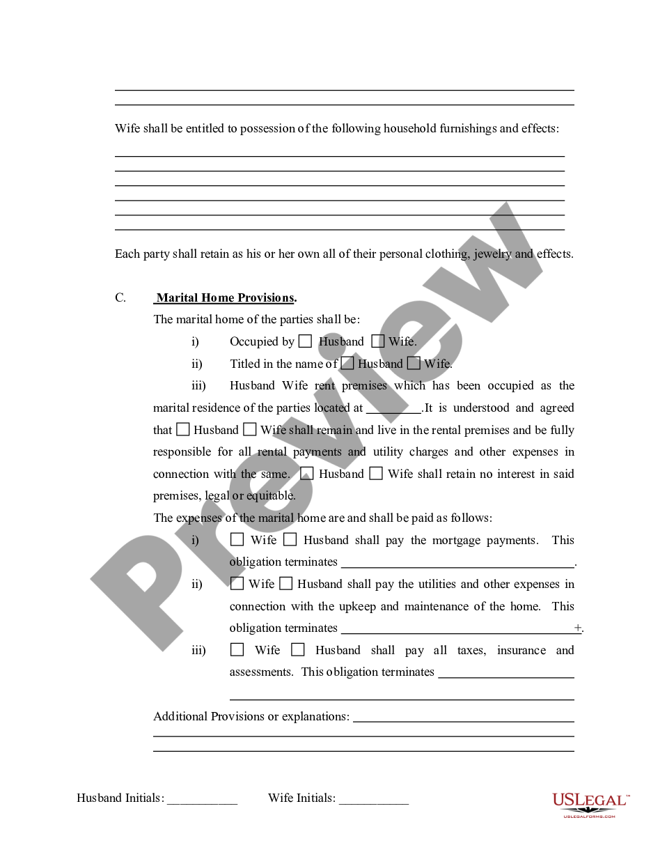 page 4 Marital Legal Separation and Property Settlement Agreement Minor Children no Joint Property or Debts effective Immediately preview