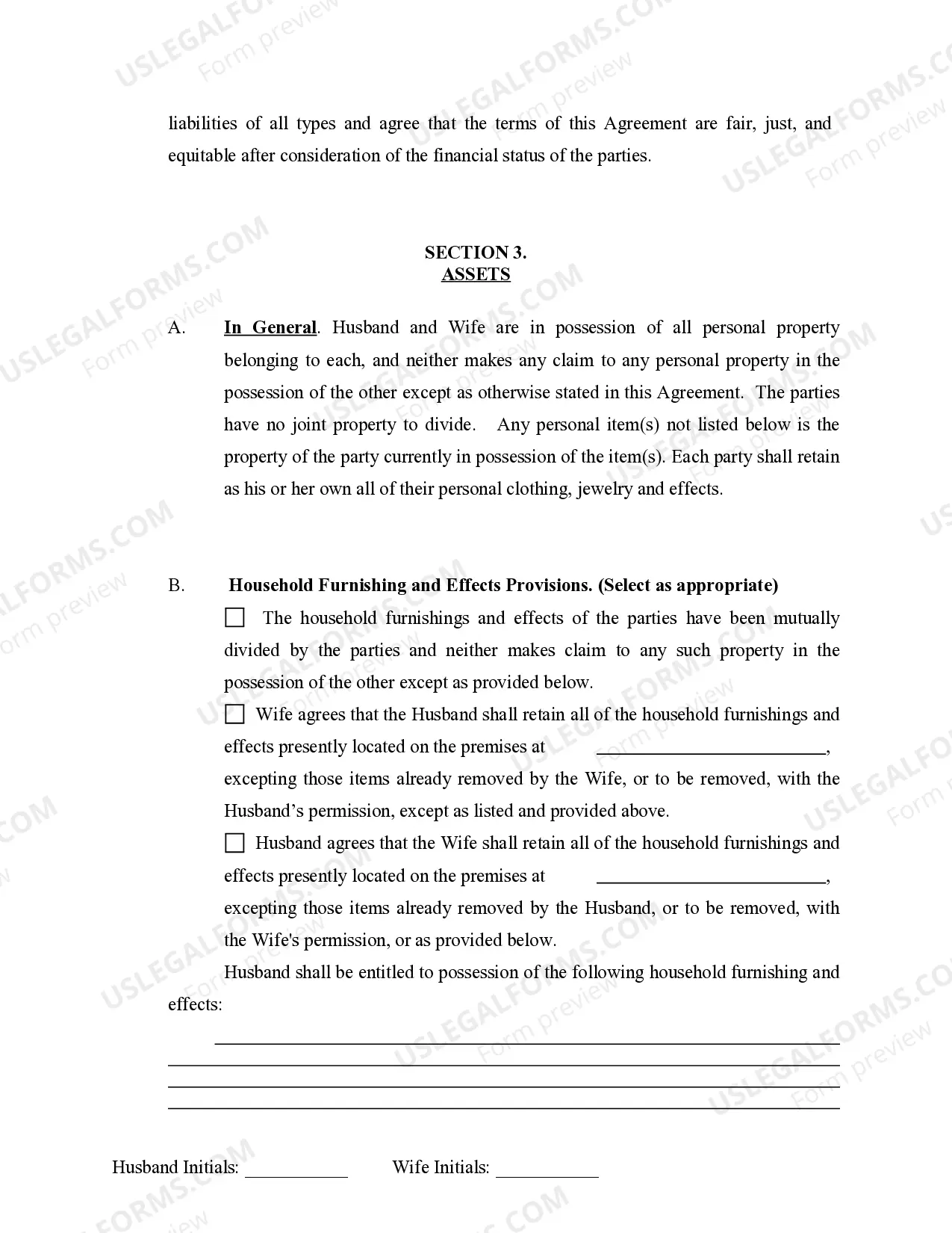 Preview Marital Legal Separation and Property Settlement Agreement Minor Children no Joint Property or Debts effective Immediately