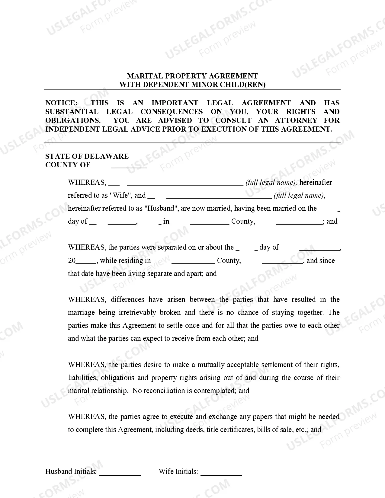 Preview Marital Legal Separation and Property Settlement Agreement Minor Children Parties May have Joint Property or Debts effective Immediately