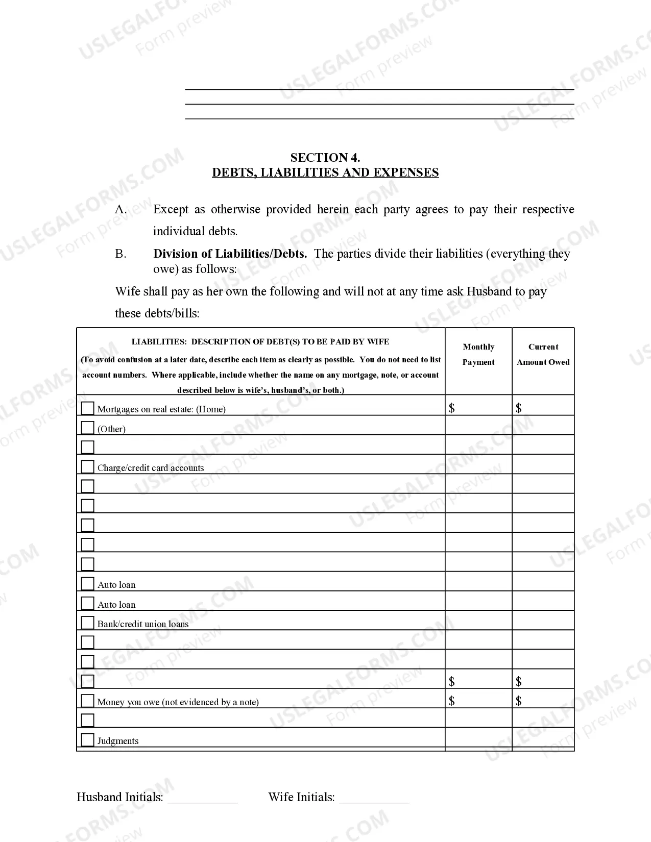 Preview Marital Legal Separation and Property Settlement Agreement Minor Children Parties May have Joint Property or Debts effective Immediately