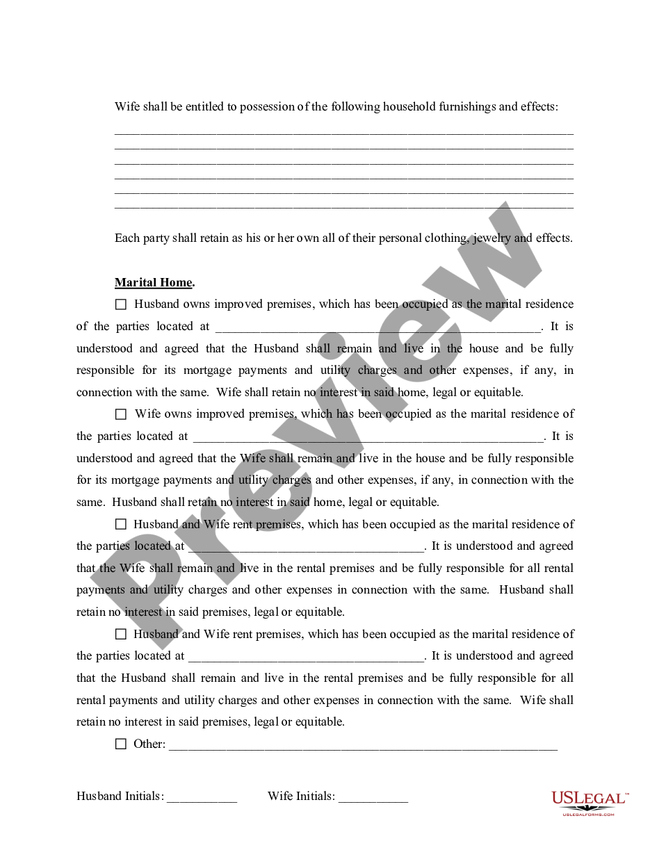 page 4 Marital Legal Separation and Property Settlement Agreement for persons with no Children, no Joint Property, or Debts Effective Immediately preview