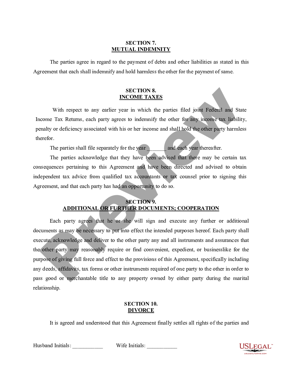page 6 Marital Legal Separation and Property Settlement Agreement for persons with no Children, no Joint Property, or Debts Effective Immediately preview