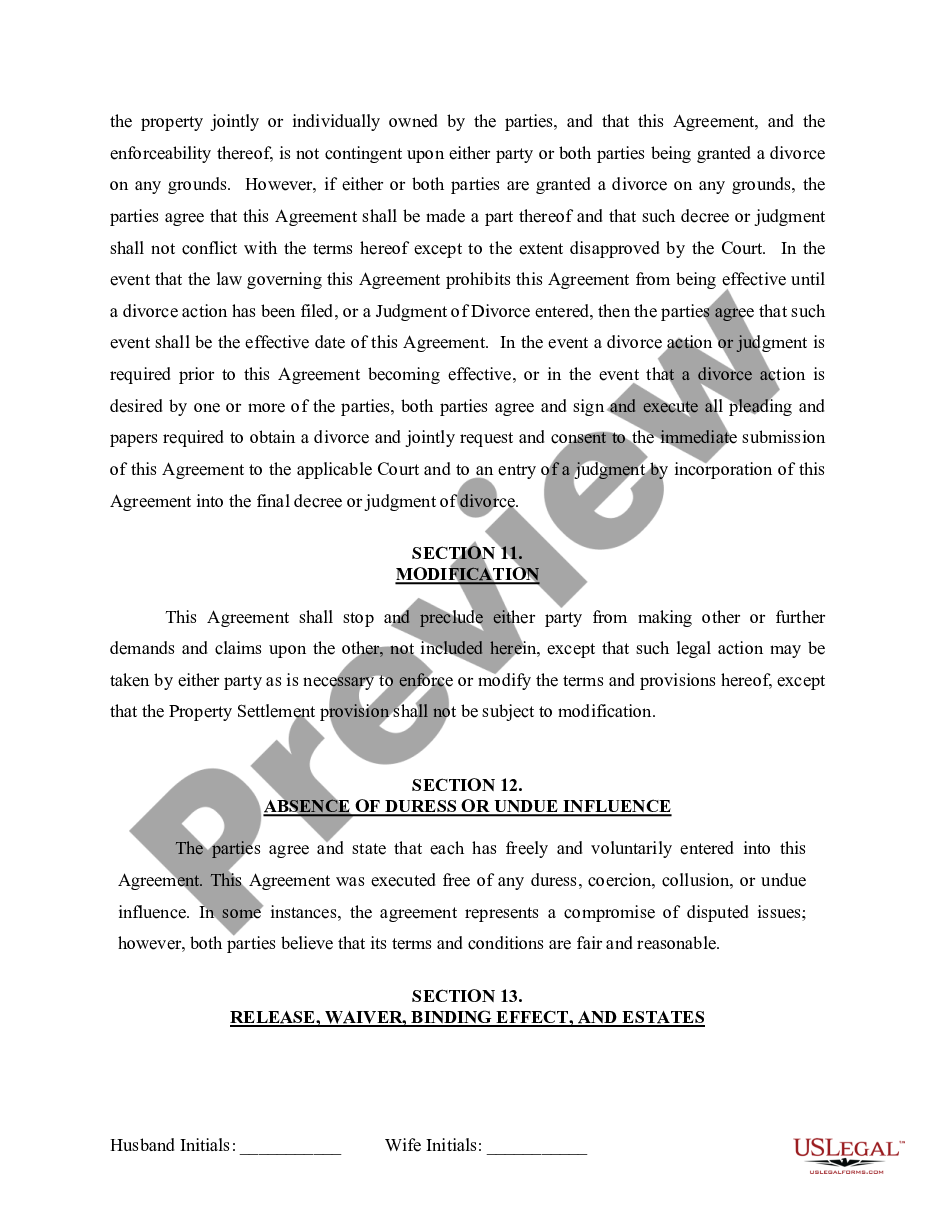 page 7 Marital Legal Separation and Property Settlement Agreement for persons with no Children, no Joint Property, or Debts Effective Immediately preview