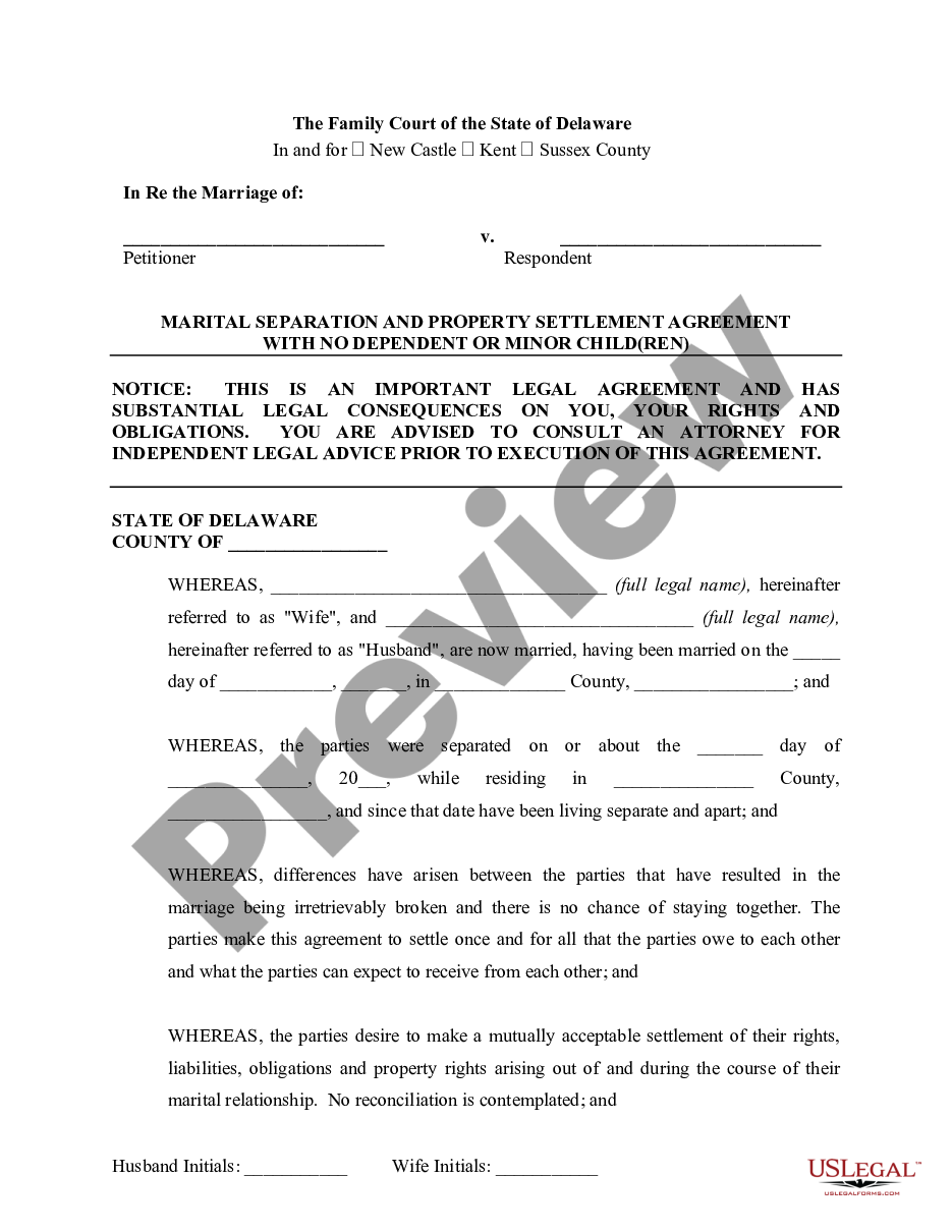 page 1 Marital Legal Separation and Property Settlement Agreement no Children parties may have Joint Property or Debts where Divorce Action Filed preview