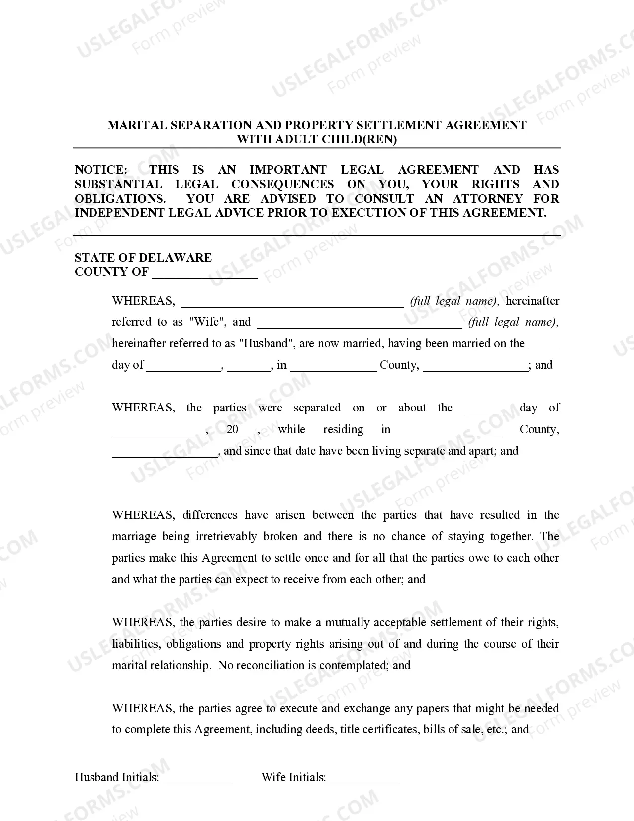 Preview Marital Legal Separation and Property Settlement Agreement Adult Children Parties May have Joint Property or Debts effective Immediately