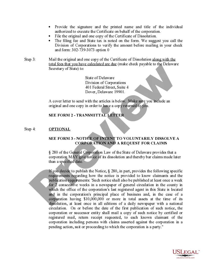 Preview Delaware Dissolution Package to Dissolve Corporation