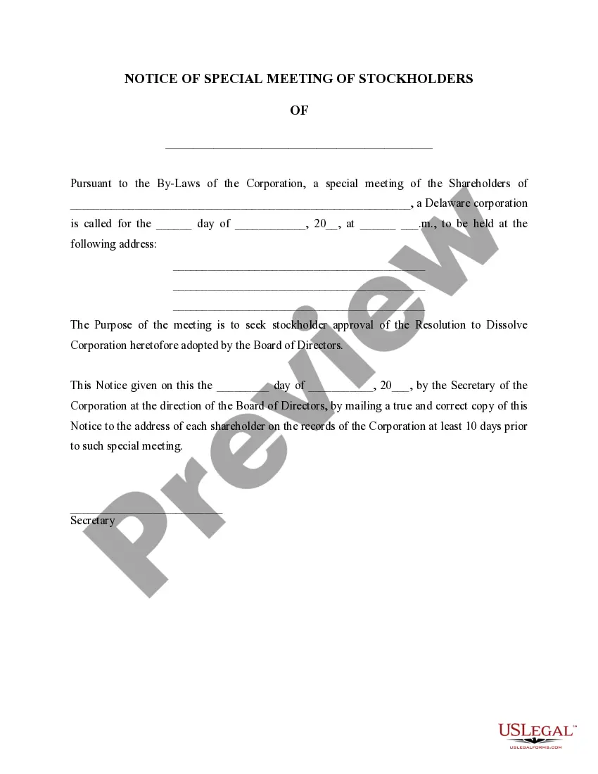 Preview Delaware Dissolution Package to Dissolve Corporation