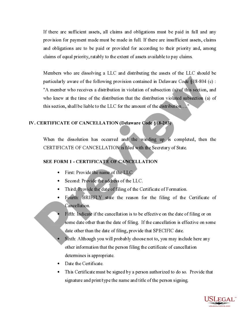 Get Delaware Dissolution Package to Dissolve Limited Liability Company LLC Preview Delaware Dissolution Package to Dissolve Limited Liability Company LLC