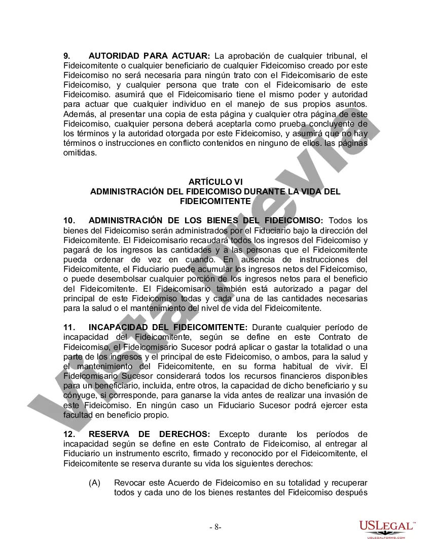 Preview Fideicomiso en vida para esposo y esposa sin hijos