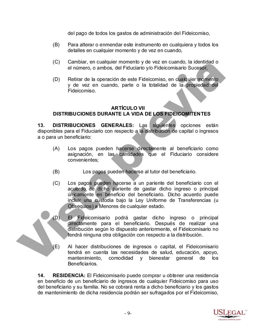 Preview Fideicomiso en vida para esposo y esposa sin hijos