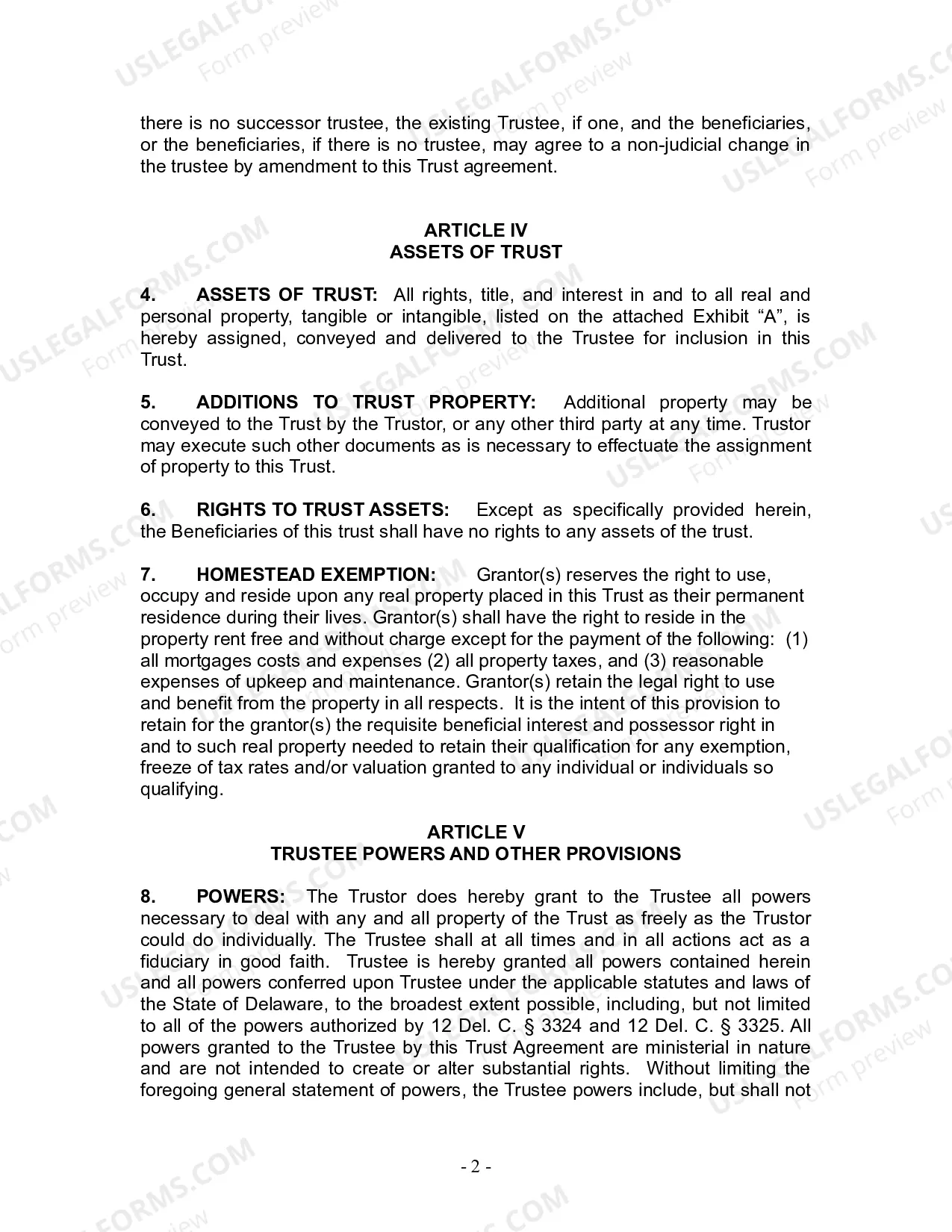 Preview Revocable Living Trust for Husband and Wife with No Children
