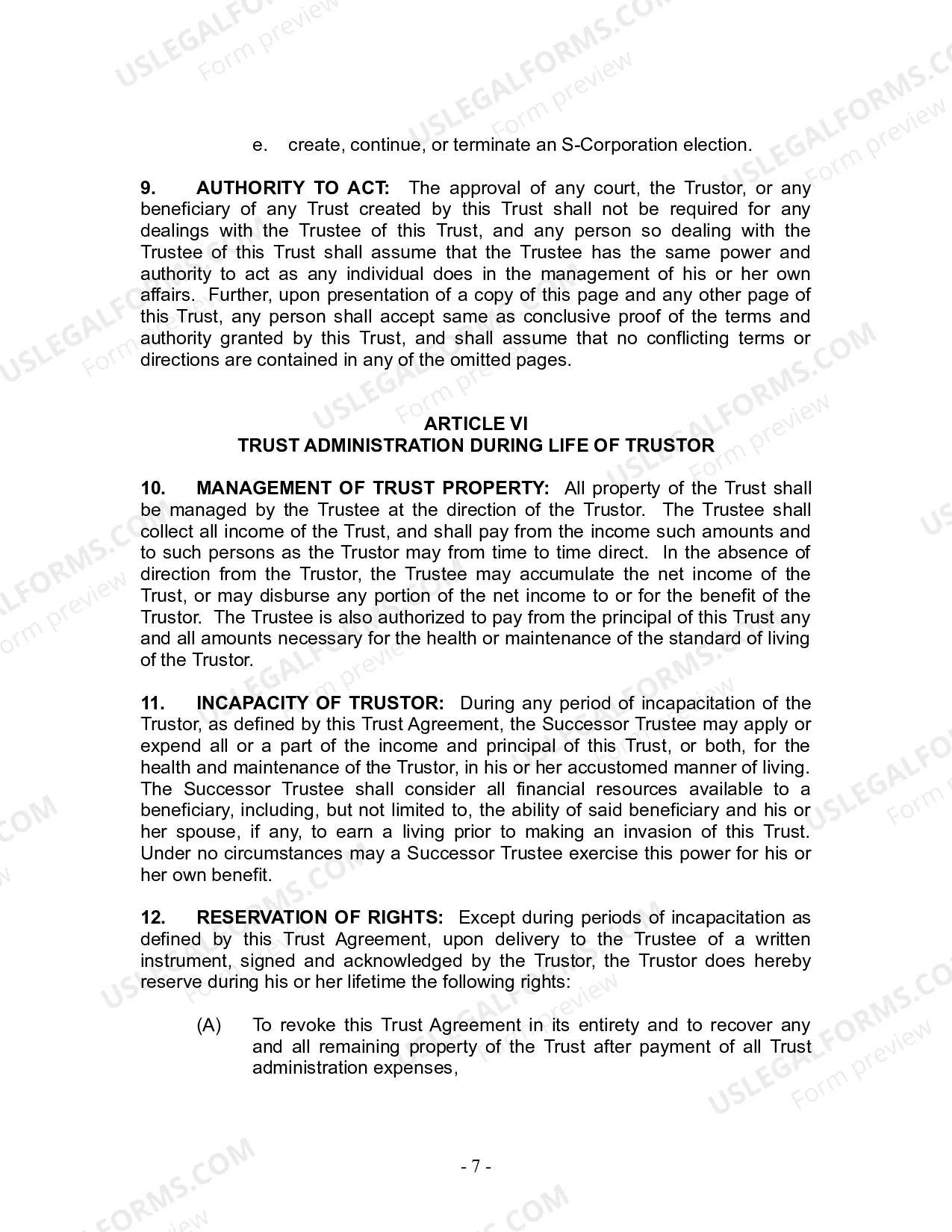 Preview Revocable Living Trust for Husband and Wife with No Children