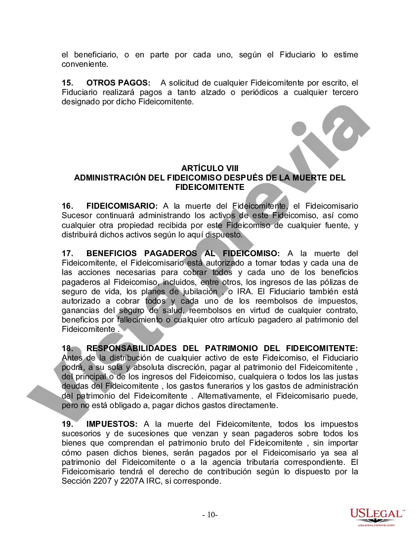Preview Fideicomiso en vida para una persona soltera, divorciada o viuda o viudo sin hijos