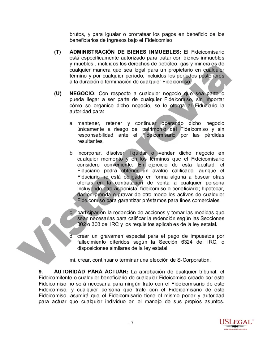 Preview Fideicomiso en vida para una persona soltera, divorciada o viuda o viudo sin hijos