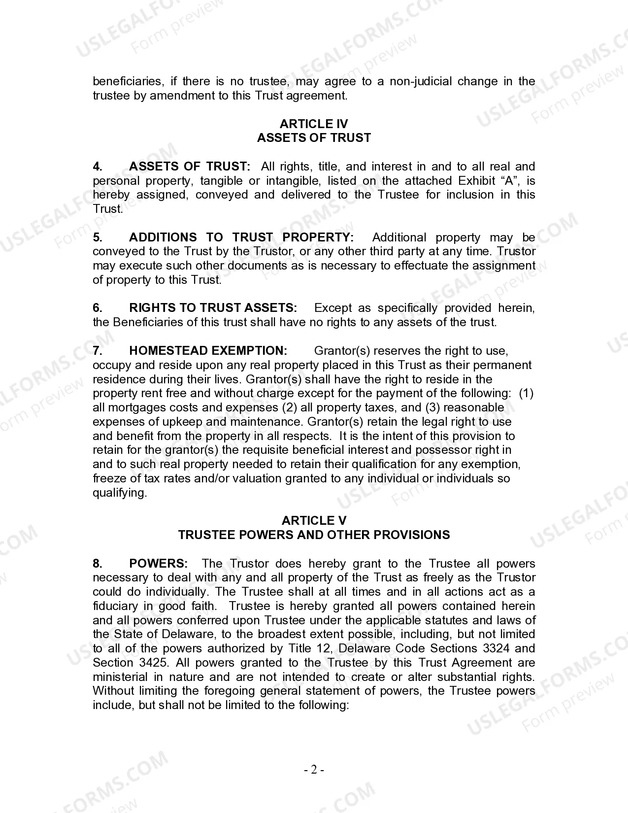 Preview Living Trust for Individual Who is Single, Divorced or Widow or Widower With No Children