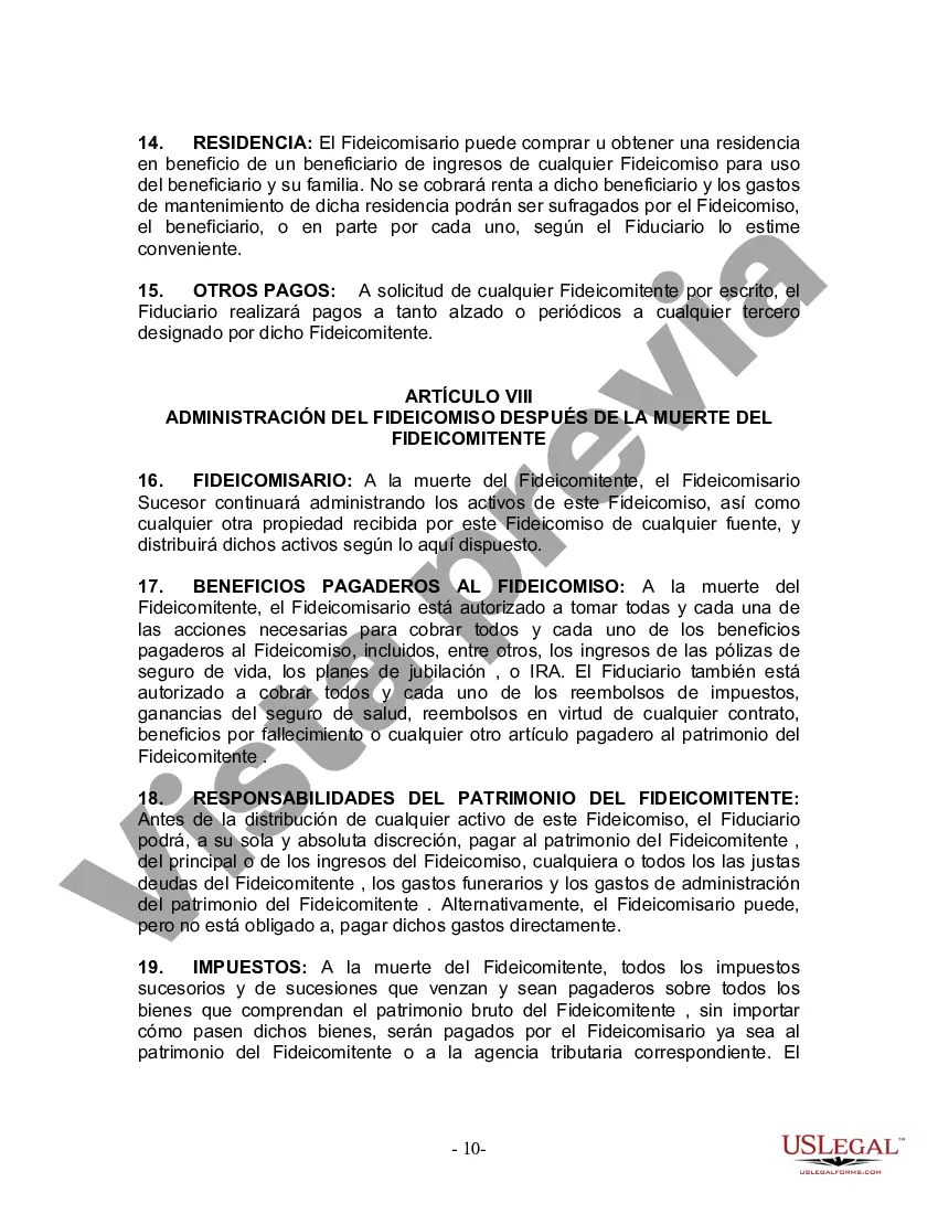 Preview Fideicomiso en vida para persona soltera, divorciada o viuda o viuda con hijos