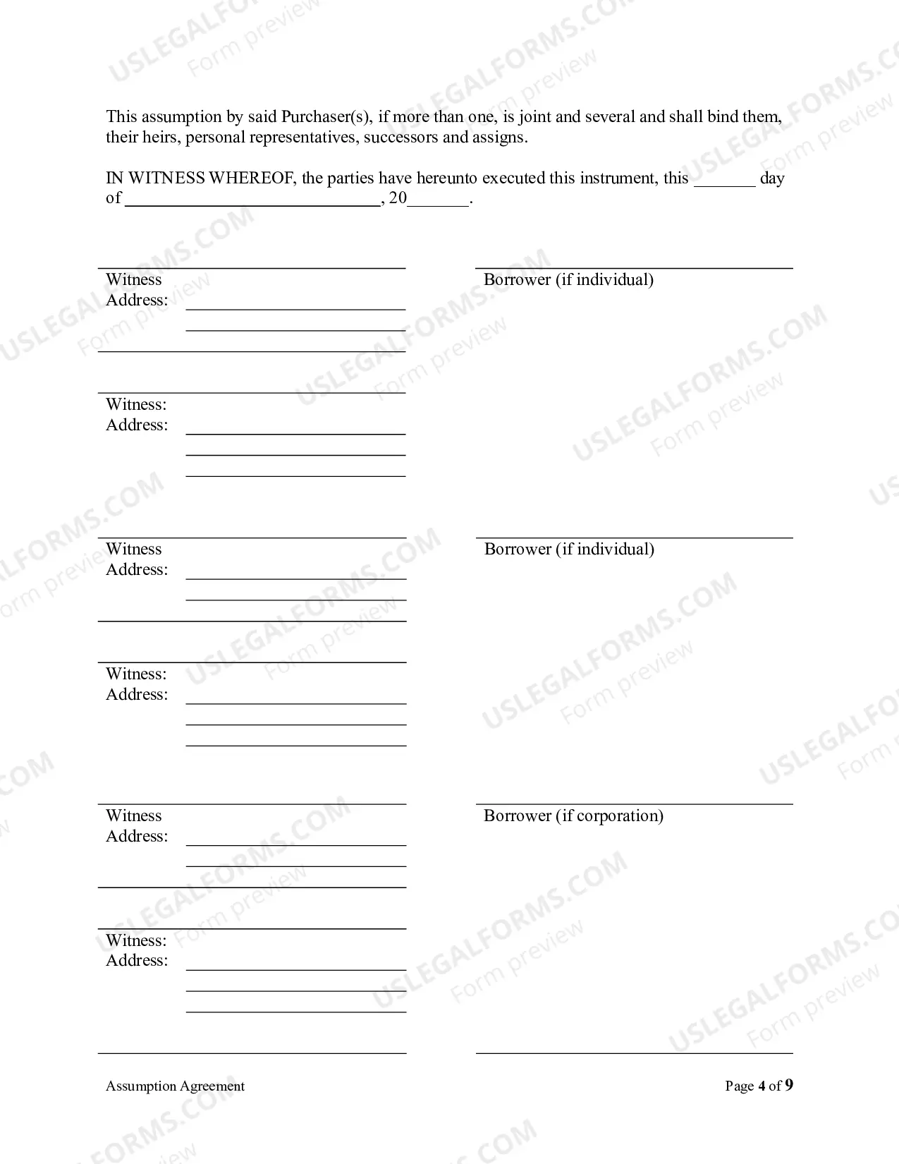 Preview Assumption Agreement of Mortgage and Release of Original Mortgagors