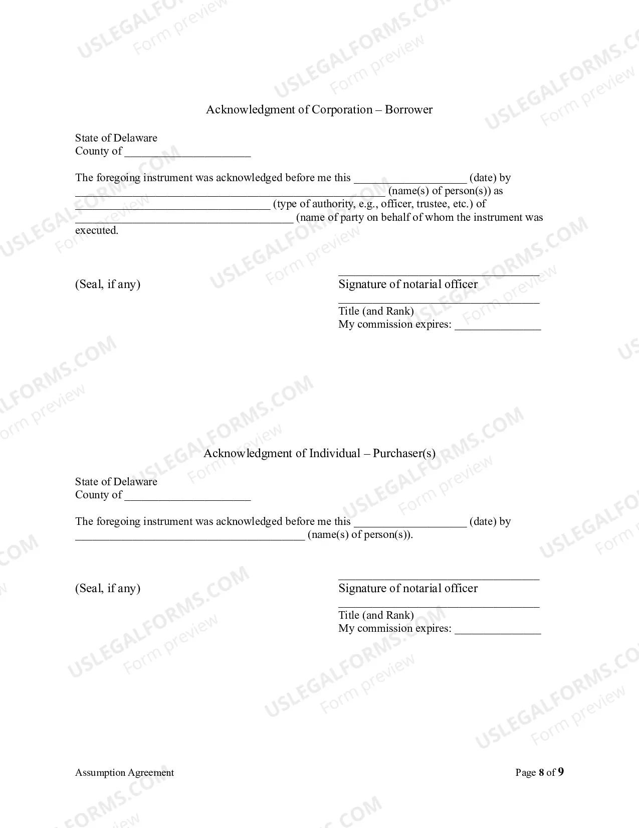 Preview Assumption Agreement of Mortgage and Release of Original Mortgagors