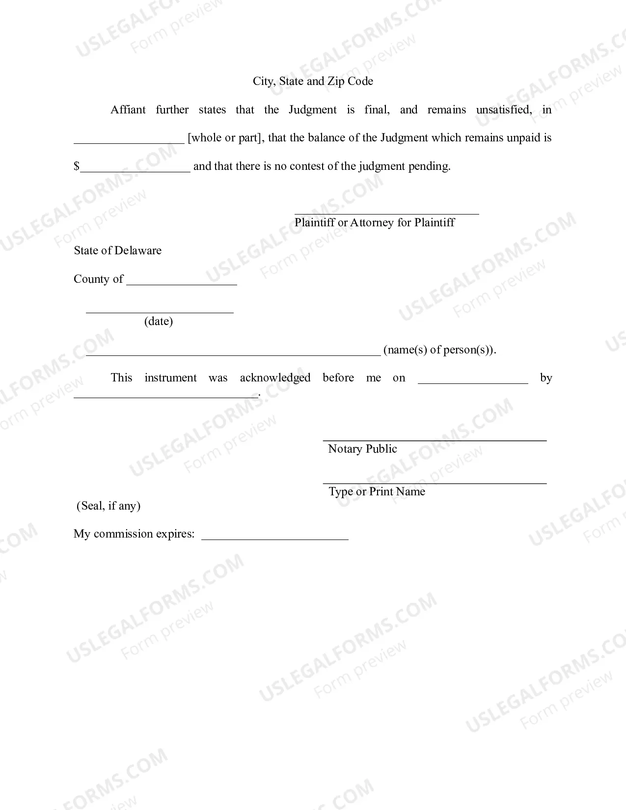 Preview Delaware Foreign Judgment Enrollment