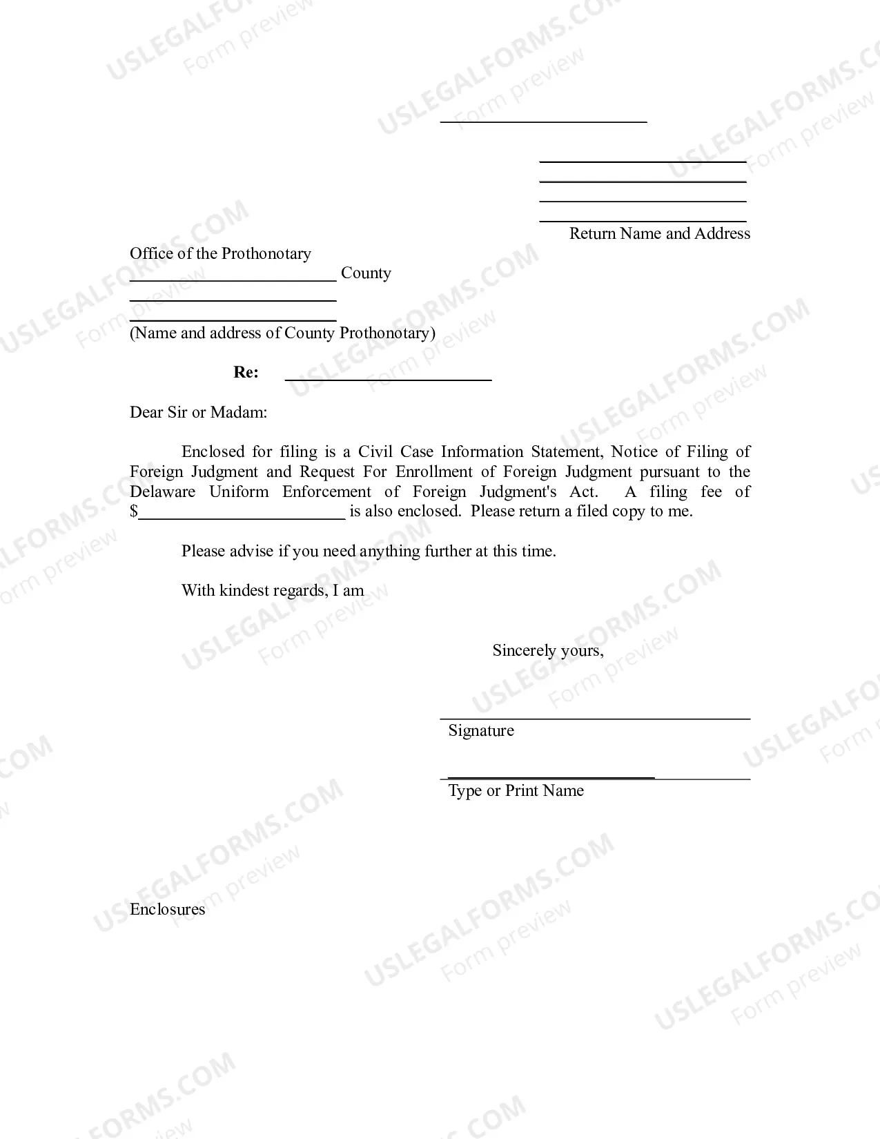 Preview Delaware Foreign Judgment Enrollment