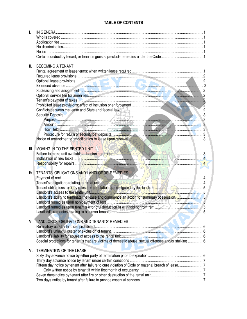 Delaware Landlord And Tenant Summary Possession Eviction Booklet Summary Possession Delaware 3544