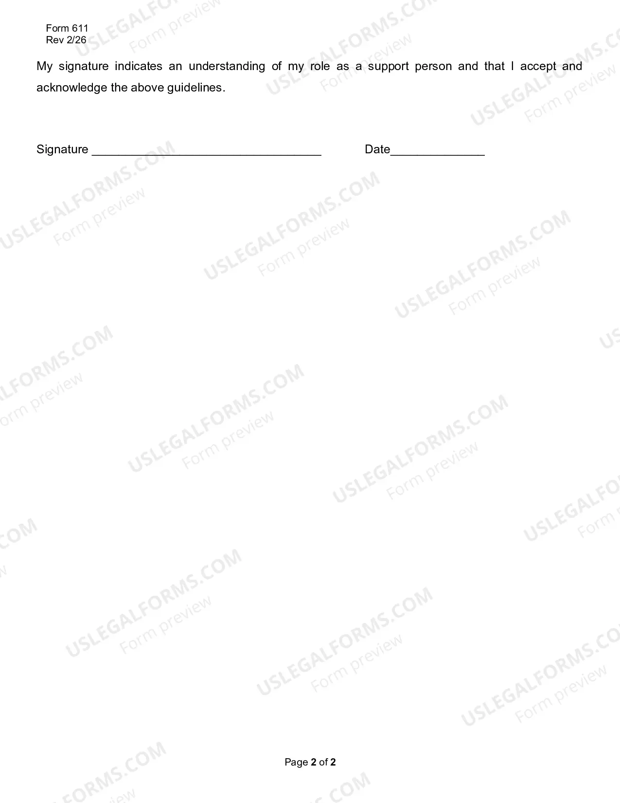 Preview Acknowledgement Guidelines for Support Person