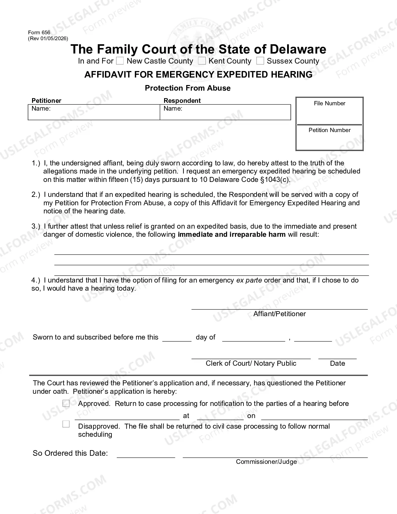 Preview Affidavit for Emergency Expedited Hearing